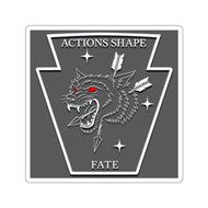 Die-Cut Sticker — Wolf Head Crest with 'Actions Shape Fate' (Edgy Tactical/Outdoor Decal)