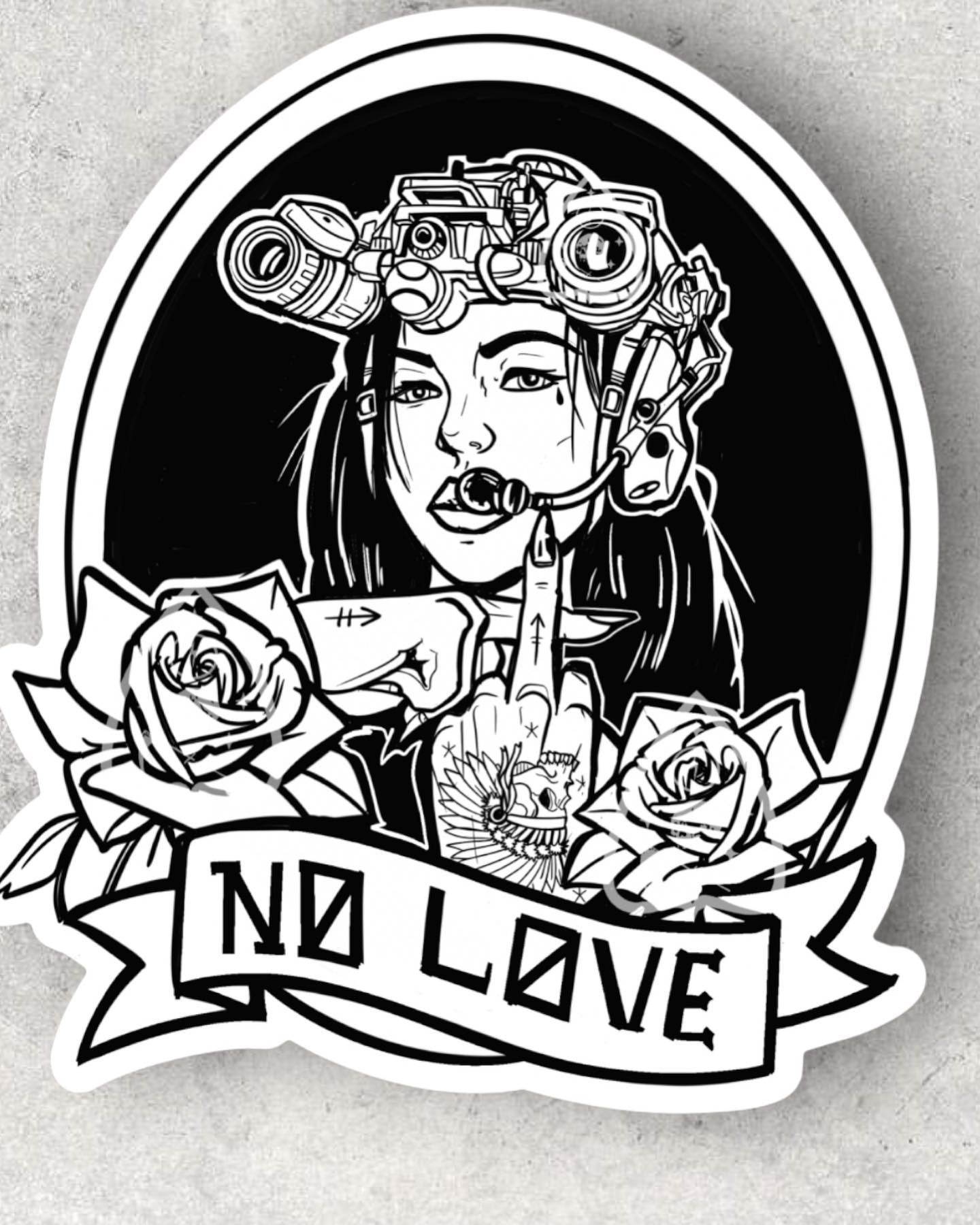 "No love" die cut slap